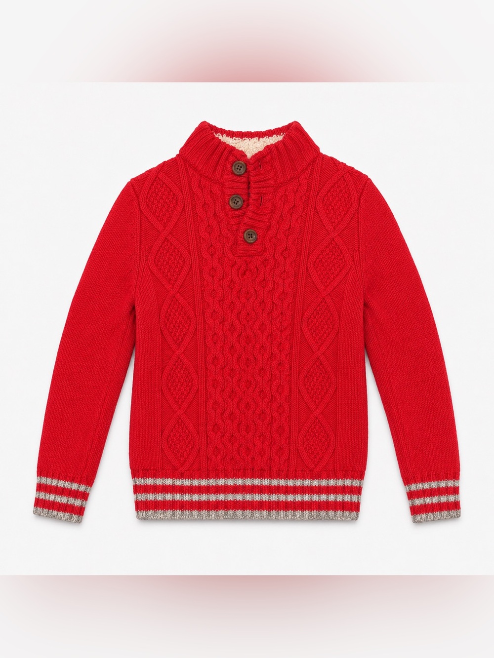 Lands' End Red Cable Knit Cowl Neck Sweater